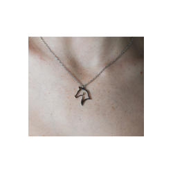 Silver stainless steel horse necklace